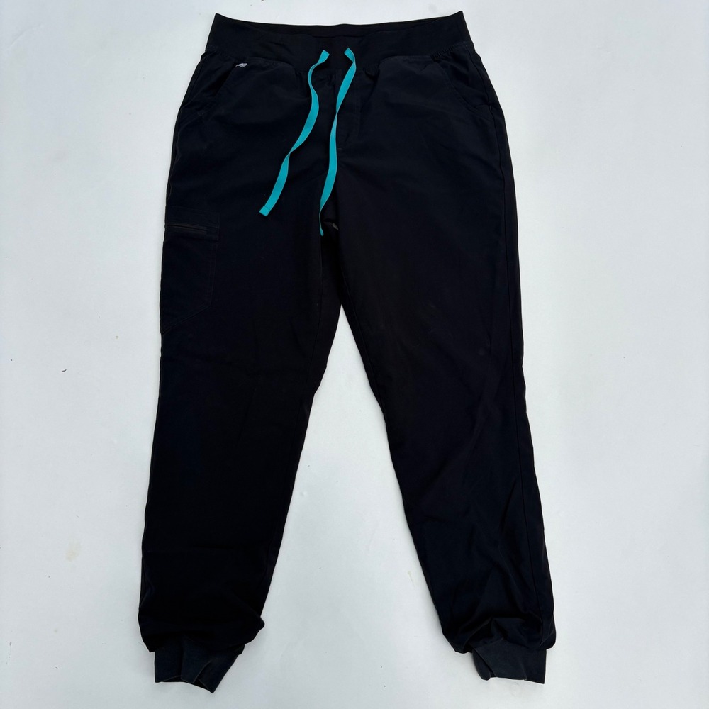 FIGS Zamora Jogger Scrub Pants Black Tall Size Medium M/T W23SW2005T Teal String